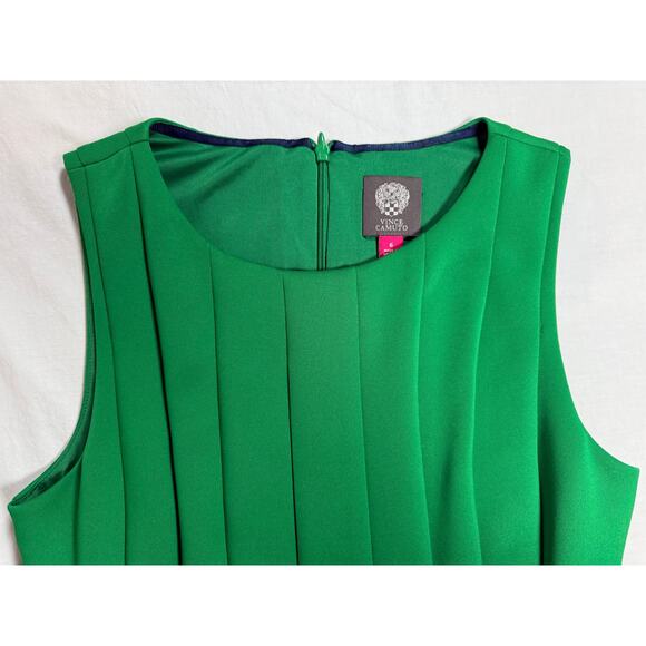 Vince Camuto Fit and Flare Dress Pleated Green Sleeveless Size 6 - Picture 6 of 11